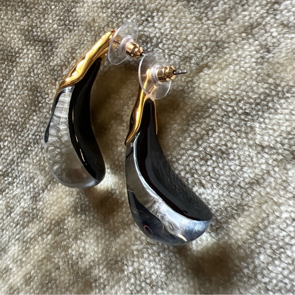 Alexis Bittar Luminous Lucite Arched Large Post Earring Sweet Melon Gold💖NWt - Picture 7 of 10